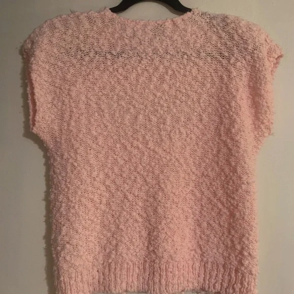 Large Vintage Margules Pastel Pink Chunky Sleeveless Sweater Grandmacore - Picture 2 of 7